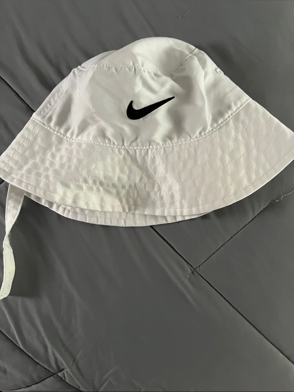 Nike White Toddler Bucket Hat with Black Swoosh